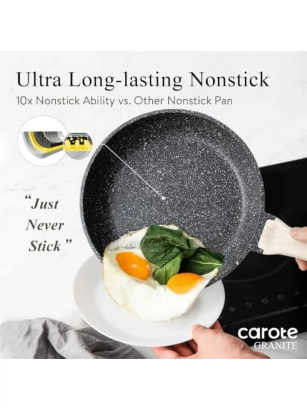 10-Inch Non-Stick Granite Skillet with Glass Lid - Classic Frying Pan for Easy